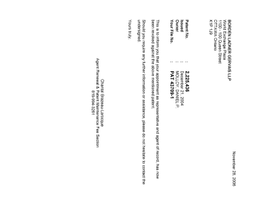 Document de brevet canadien 2225436. Correspondance 20061128. Image 1 de 1