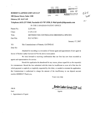 Canadian Patent Document 2225436. Correspondence 20070117. Image 1 of 2