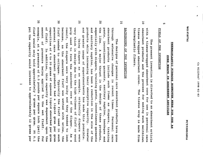 Document de brevet canadien 2225467. Description 19980203. Image 1 de 22