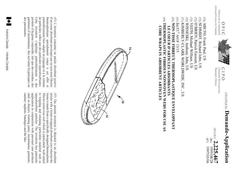 Document de brevet canadien 2225467. Page couverture 19980414. Image 1 de 1