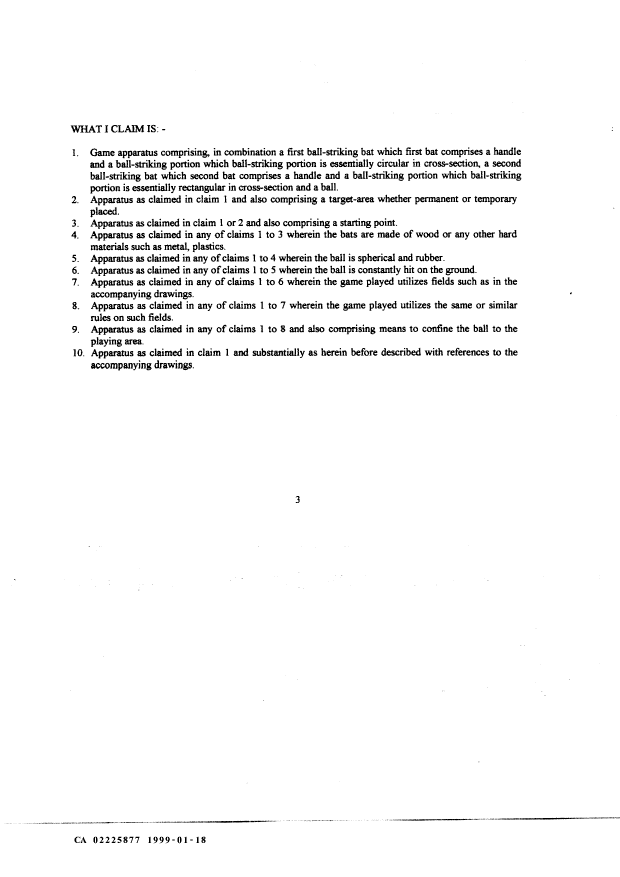 Canadian Patent Document 2225877. Claims 19990118. Image 1 of 1