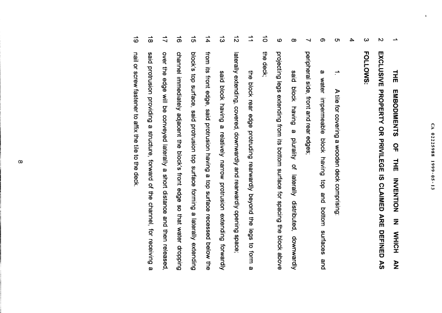 Document de brevet canadien 2225988. Revendications 20000107. Image 1 de 4