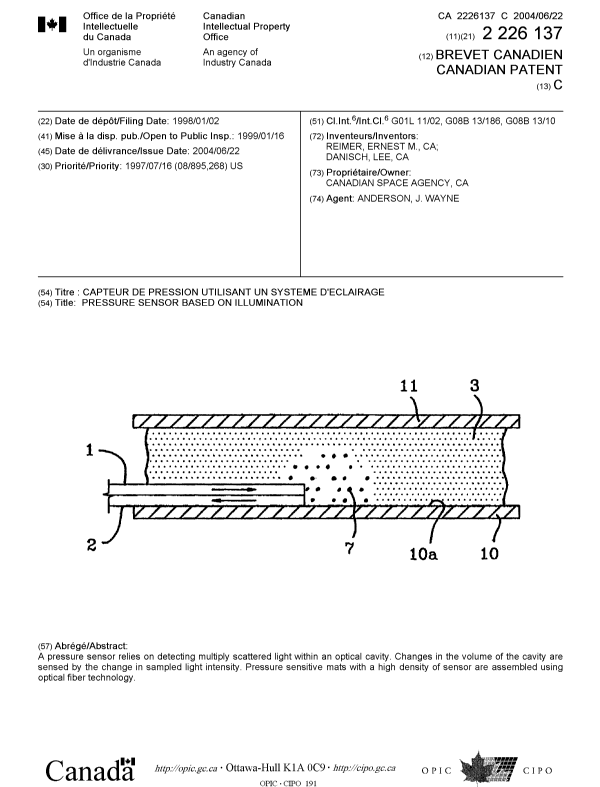 Document de brevet canadien 2226137. Page couverture 20031226. Image 1 de 1