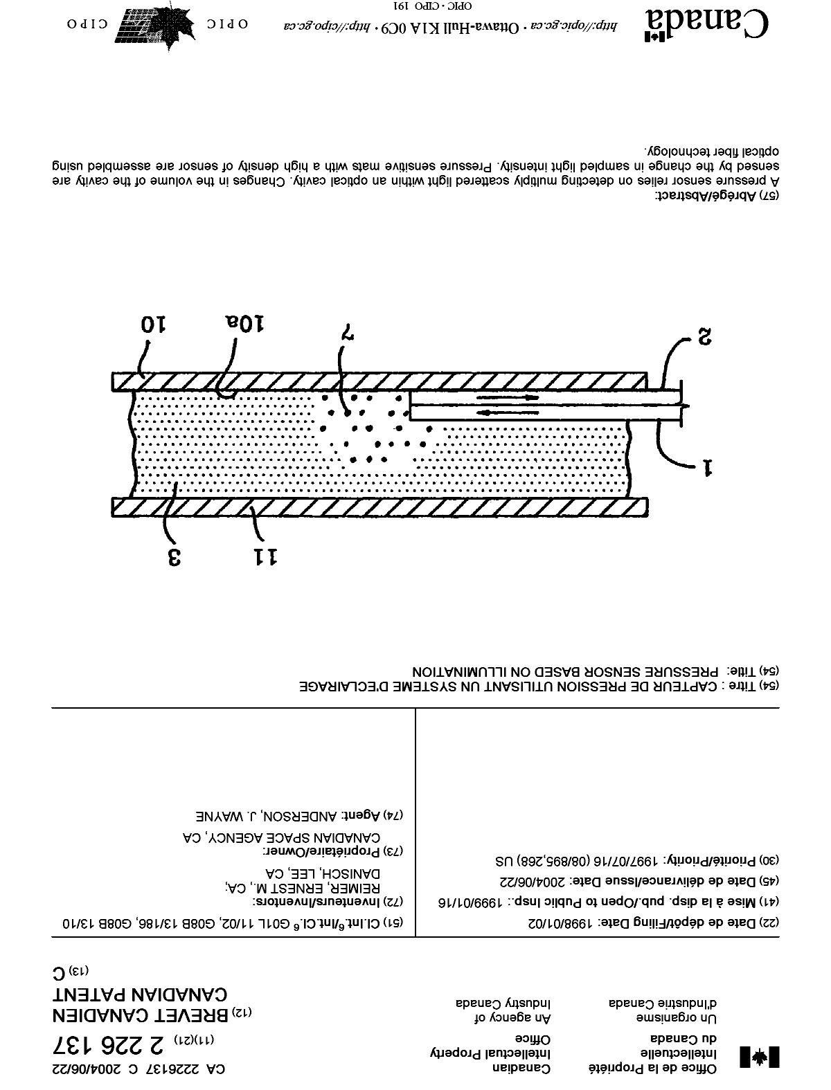 Canadian Patent Document 2226137. Cover Page 20031226. Image 1 of 1