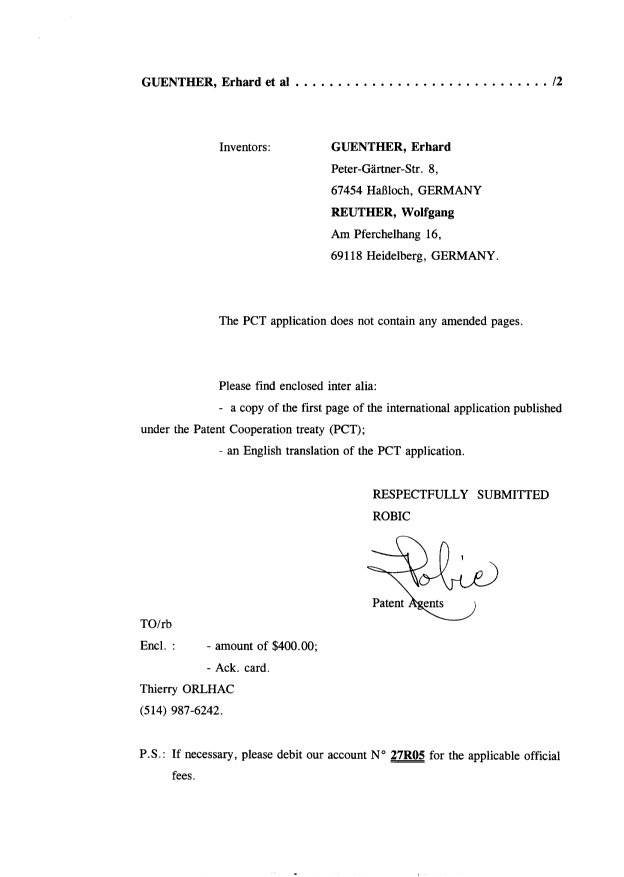 Document de brevet canadien 2226743. Cession 19980211. Image 2 de 6