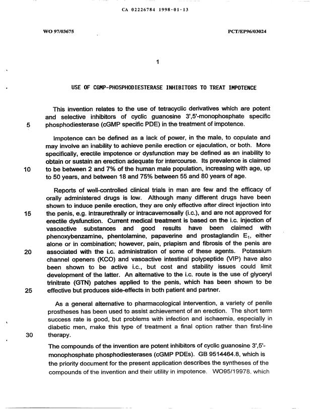 Document de brevet canadien 2226784. Description 19971213. Image 1 de 17