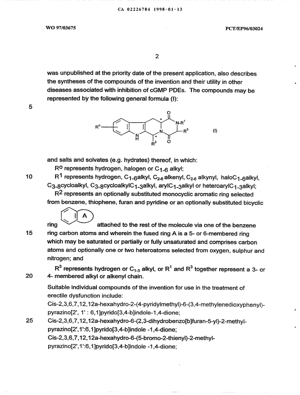 Canadian Patent Document 2226784. Description 19971213. Image 2 of 17