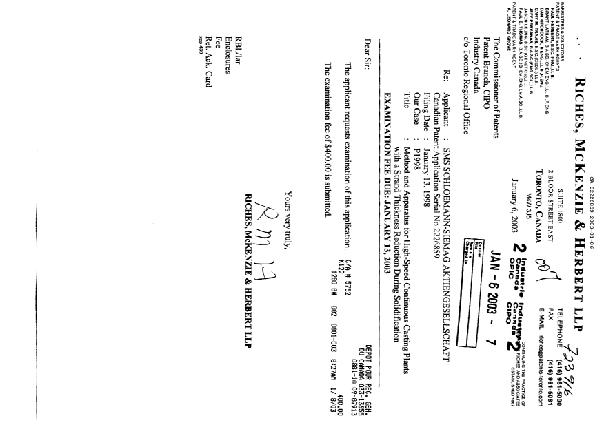 Document de brevet canadien 2226859. Poursuite-Amendment 20030106. Image 1 de 1