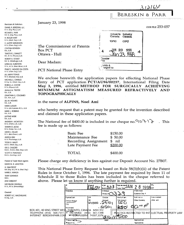 Document de brevet canadien 2227756. Cession 19980123. Image 1 de 4