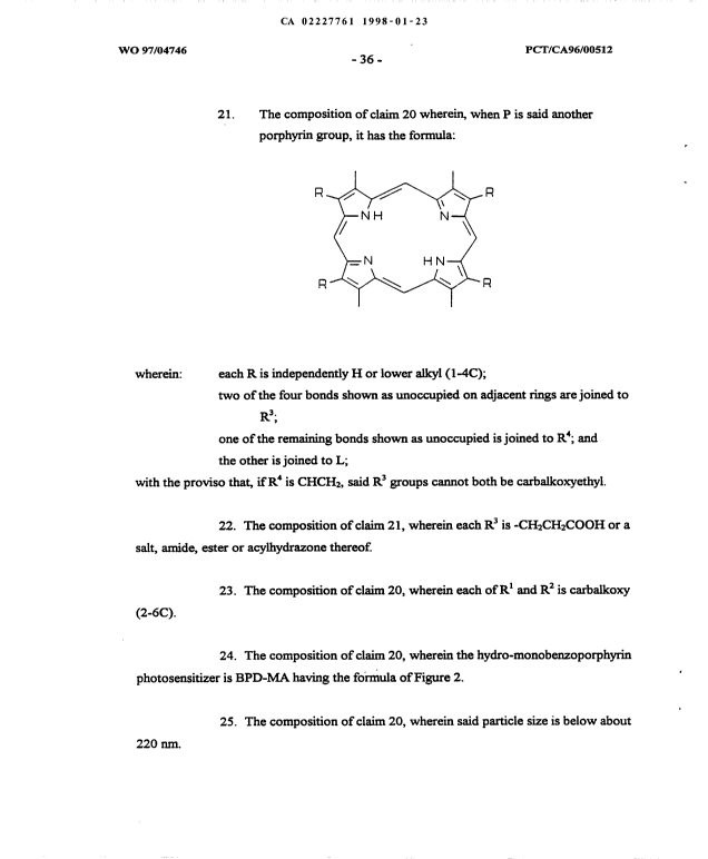 Document de brevet canadien 2227761. Revendications 19980123. Image 6 de 6