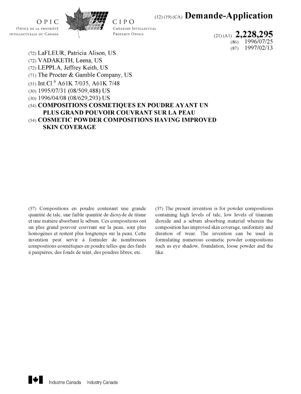 Document de brevet canadien 2228295. Page couverture 19980513. Image 1 de 1