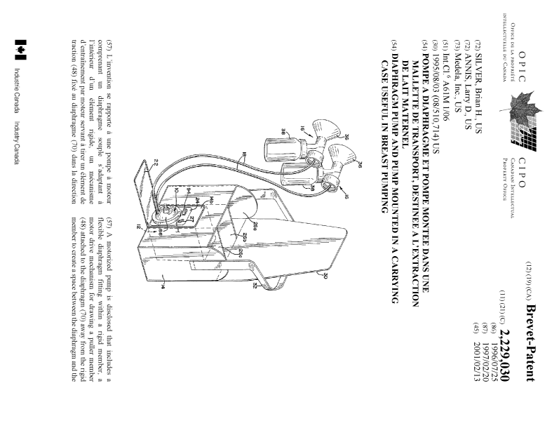 Document de brevet canadien 2229030. Page couverture 20010119. Image 1 de 2