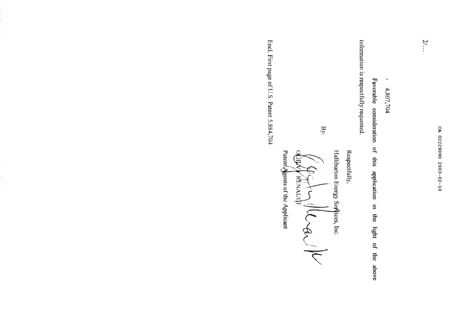 Canadian Patent Document 2229090. Prosecution-Amendment 20030210. Image 2 of 2