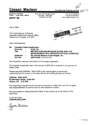 Document de brevet canadien 2229103. Poursuite-Amendment 20030708. Image 1 de 1