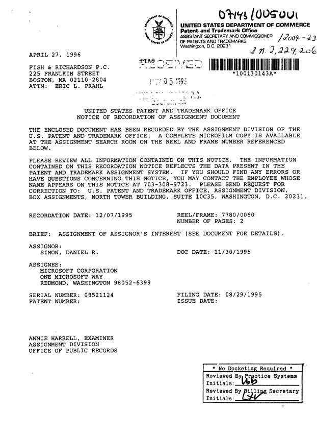 Document de brevet canadien 2229206. Cession 19980610. Image 2 de 4