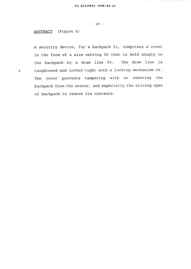 Document de brevet canadien 2229591. Abrégé 19980422. Image 1 de 1
