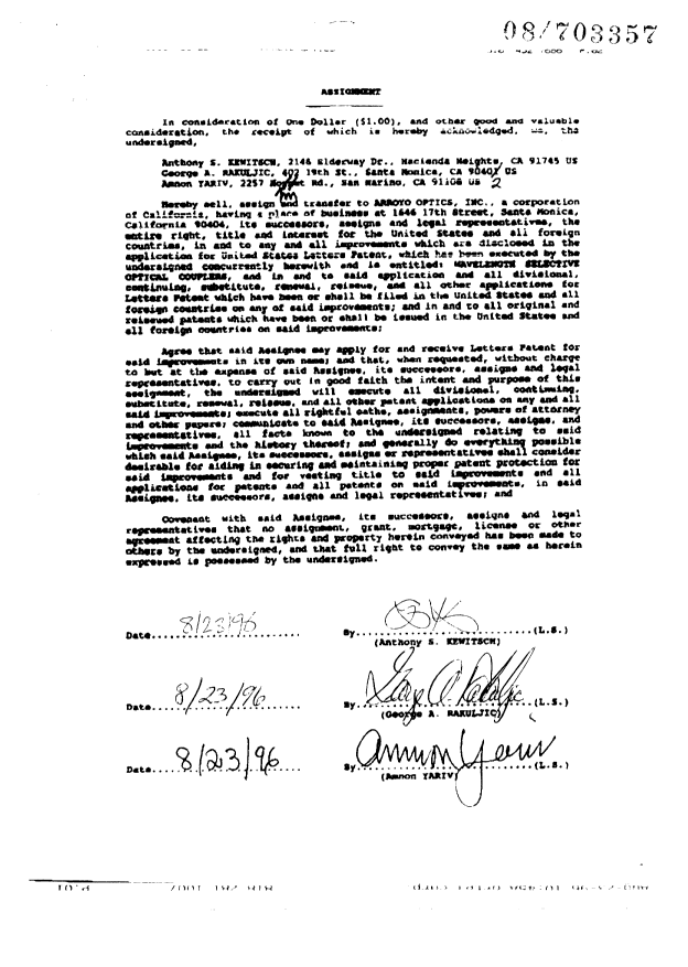 Document de brevet canadien 2229607. Cession 19980901. Image 5 de 5