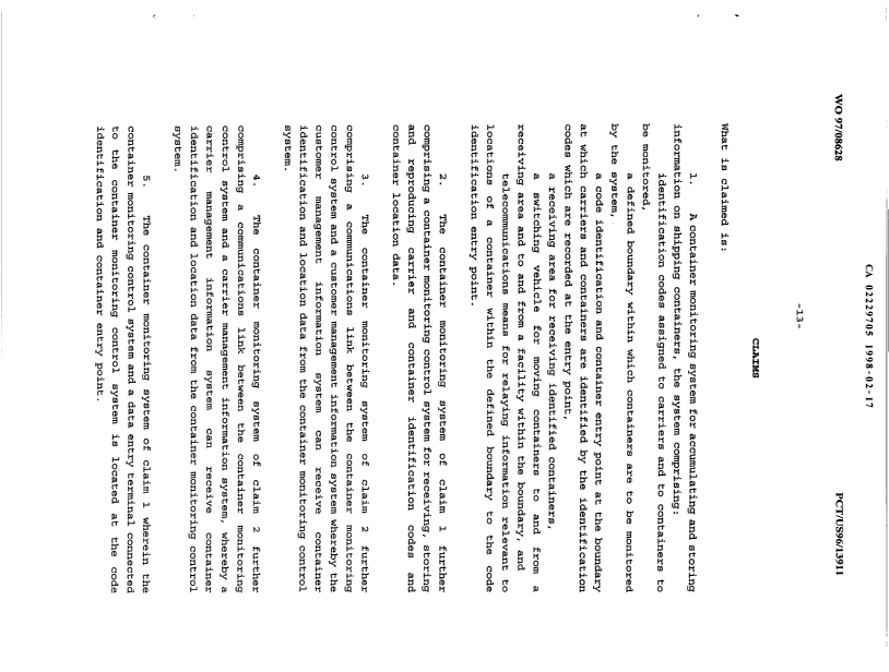 Document de brevet canadien 2229705. Revendications 19980217. Image 1 de 3