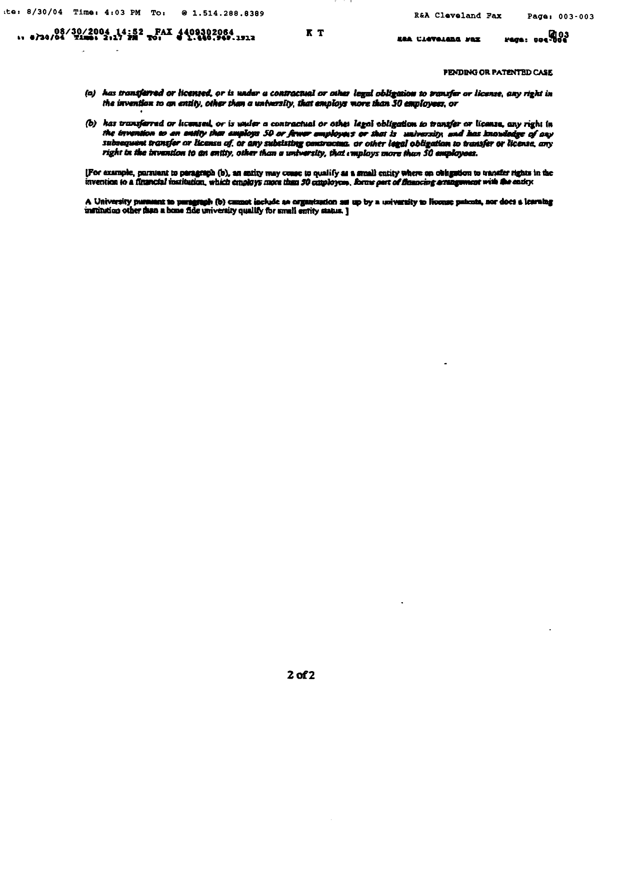 Canadian Patent Document 2229705. Correspondence 20040913. Image 3 of 3