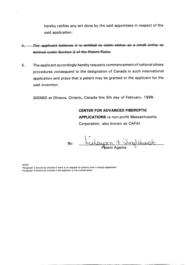 Document de brevet canadien 2229731. Correspondance 19990205. Image 3 de 3