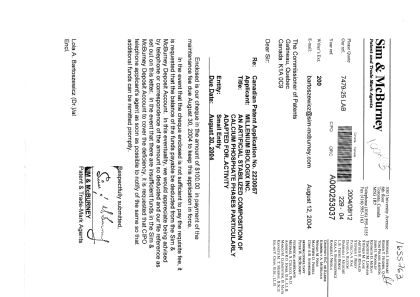 Canadian Patent Document 2230057. Fees 20040812. Image 1 of 1