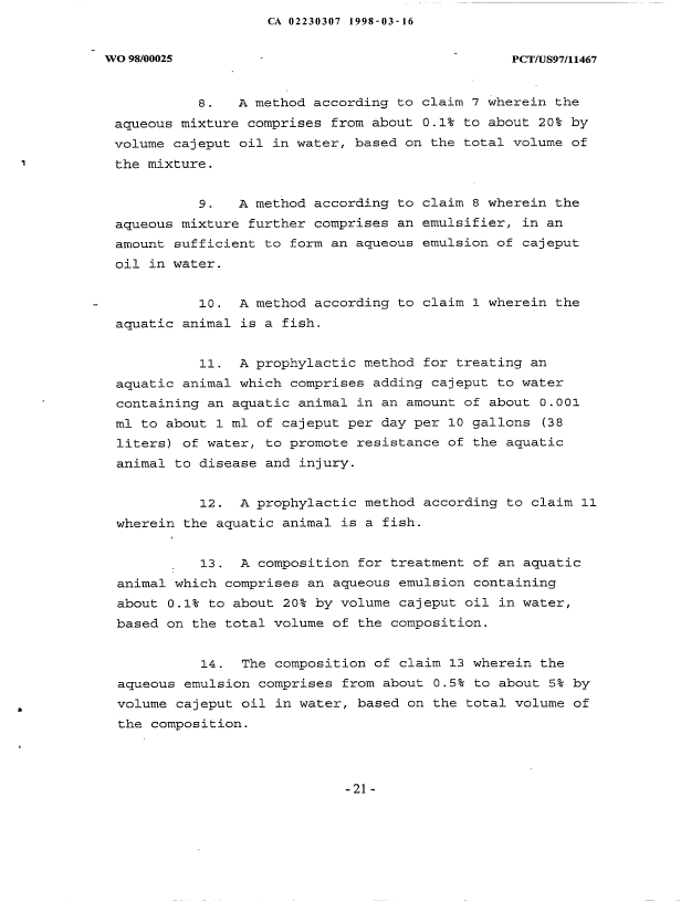 Document de brevet canadien 2230307. Revendications 19980316. Image 2 de 3