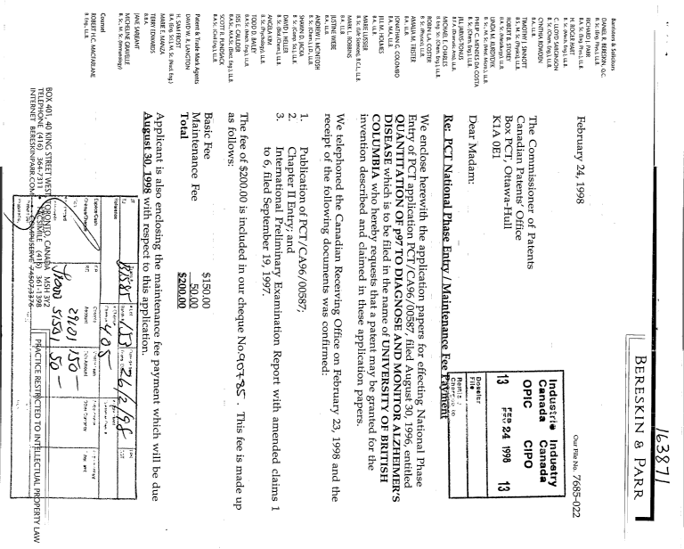Canadian Patent Document 2230372. Assignment 19980224. Image 1 of 5