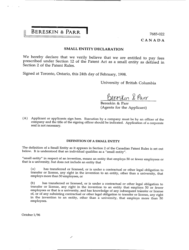 Canadian Patent Document 2230372. Assignment 19980224. Image 5 of 5