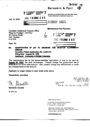 Document de brevet canadien 2230372. Taxes 20020719. Image 1 de 1