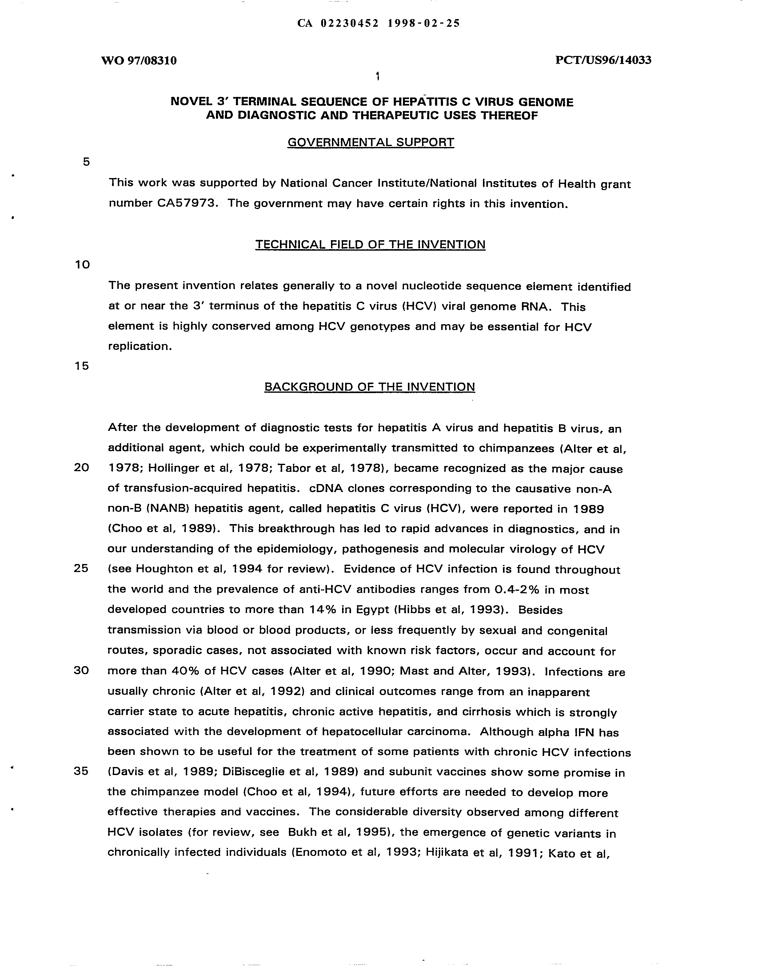 Canadian Patent Document 2230452. Description 19980225. Image 1 of 57