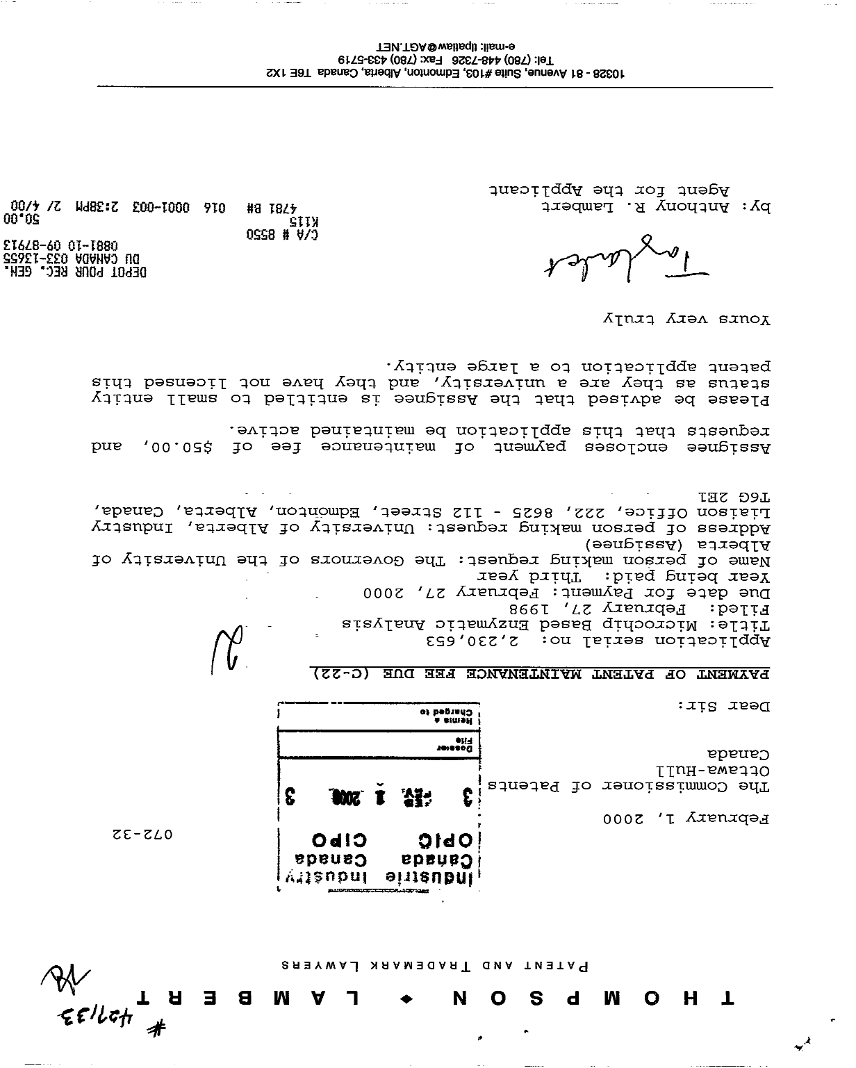 Canadian Patent Document 2230653. Fees 19991201. Image 1 of 1