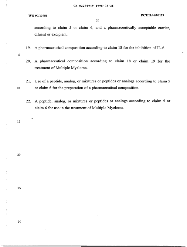 Document de brevet canadien 2230949. Revendications 19980325. Image 5 de 5