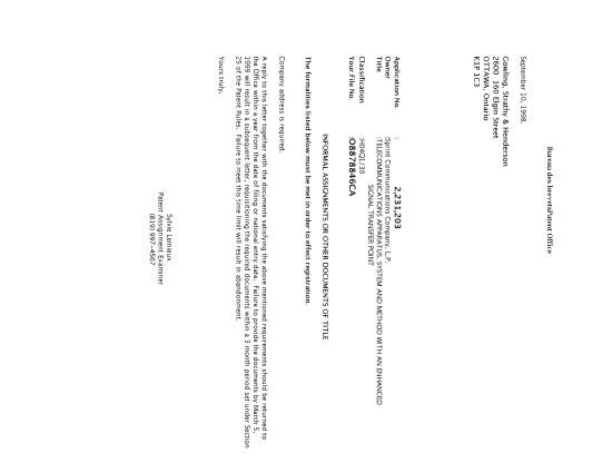 Canadian Patent Document 2231203. Correspondence 19980909. Image 1 of 1