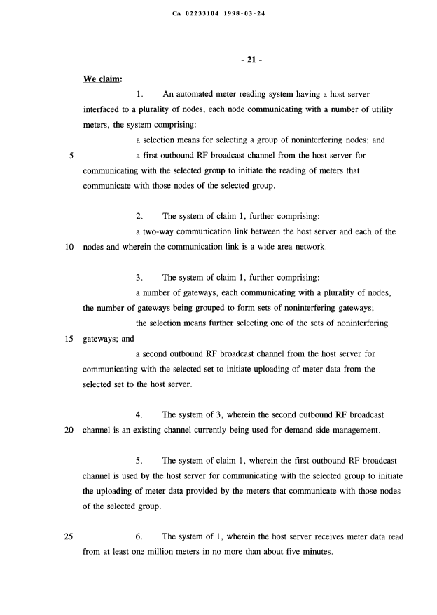 Document de brevet canadien 2233104. Revendications 19971224. Image 1 de 5