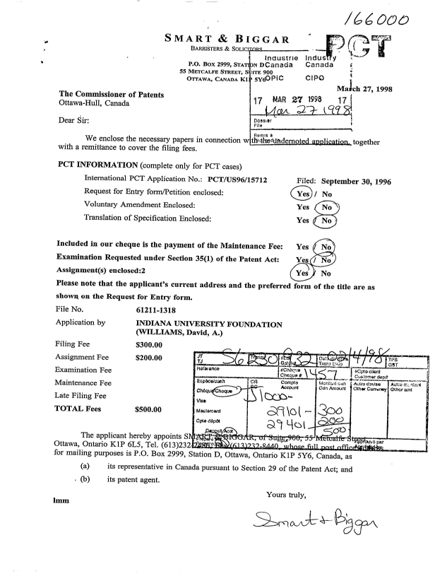 Document de brevet canadien 2233316. Cession 19980327. Image 1 de 8