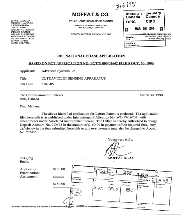 Document de brevet canadien 2233596. Cession 19980330. Image 1 de 3
