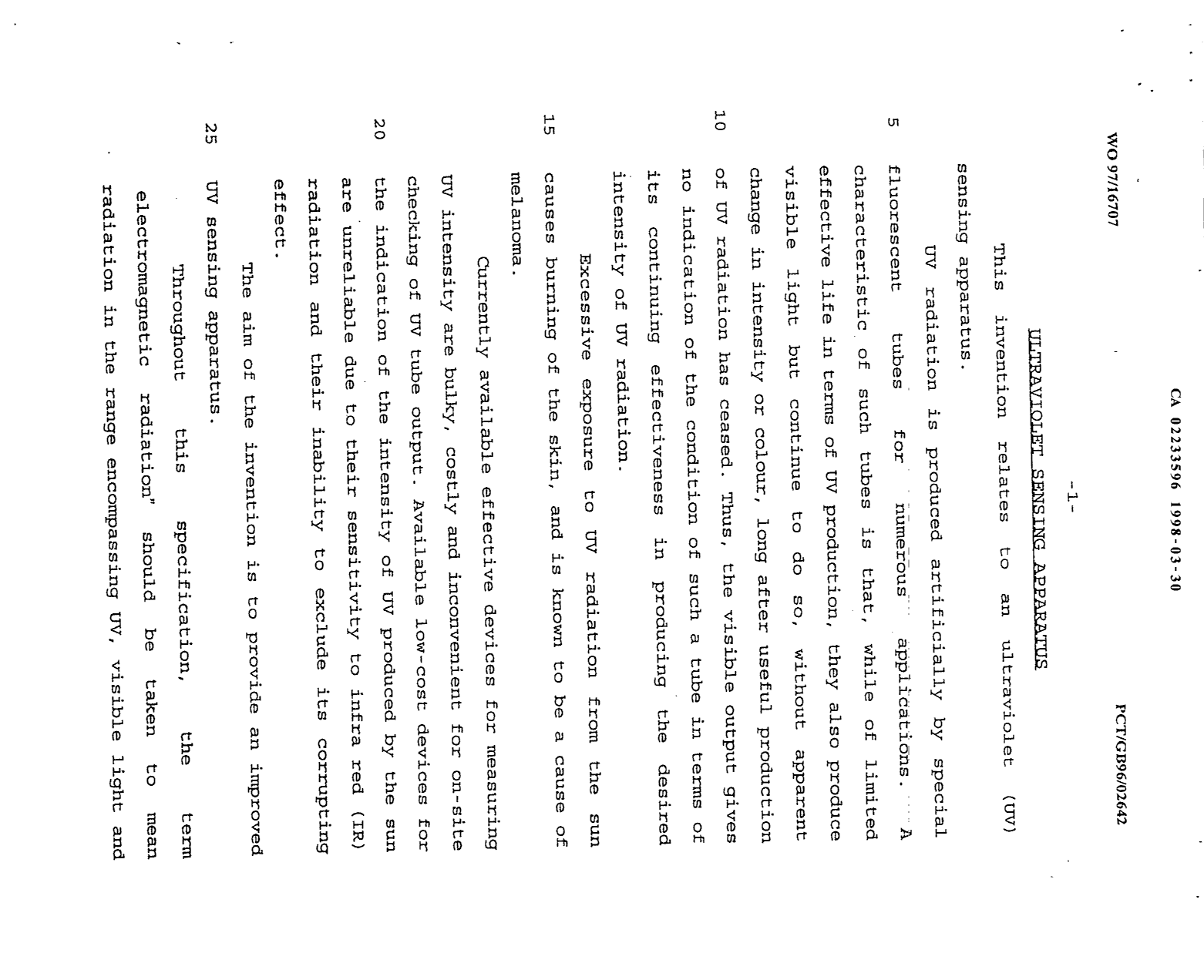 Canadian Patent Document 2233596. Description 19980330. Image 1 of 11