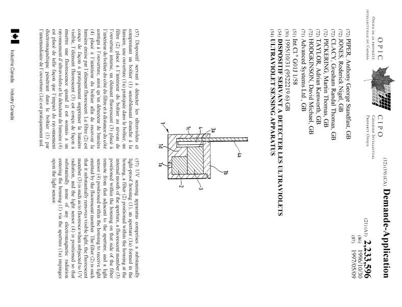 Document de brevet canadien 2233596. Page couverture 19980715. Image 1 de 1