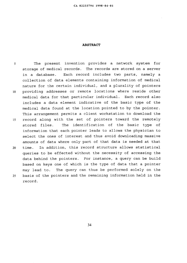 Document de brevet canadien 2233794. Abrégé 19980401. Image 1 de 1