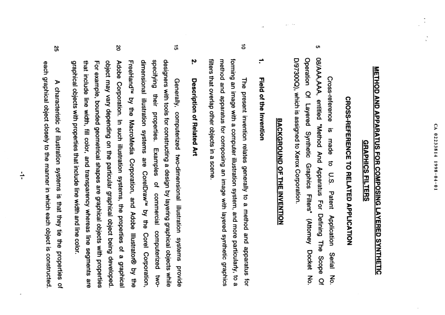 Document de brevet canadien 2233814. Description 19971201. Image 1 de 40