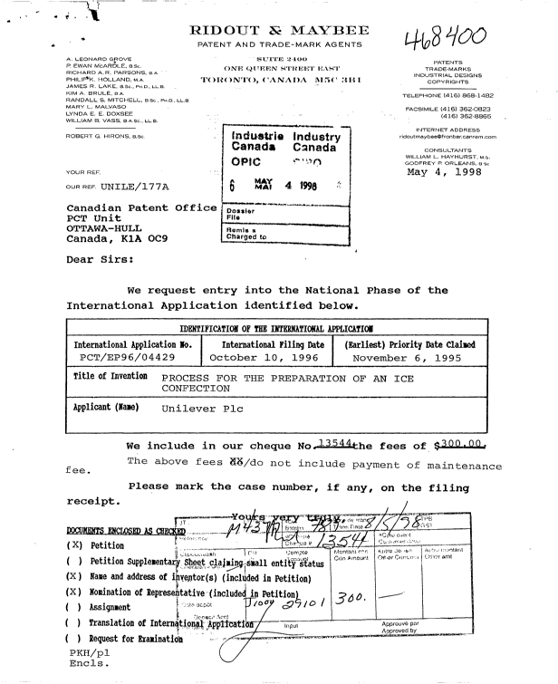 Document de brevet canadien 2236676. Cession 19980504. Image 1 de 2