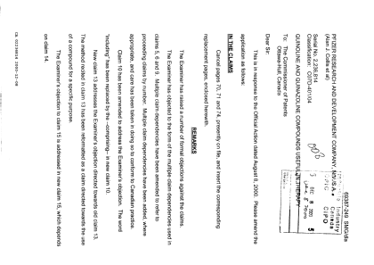Canadian Patent Document 2236814. Prosecution-Amendment 20001208. Image 1 of 6