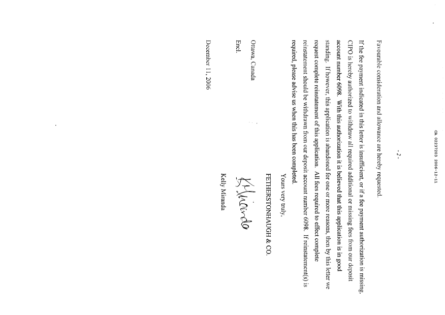 Canadian Patent Document 2237203. Prosecution-Amendment 20061211. Image 2 of 11
