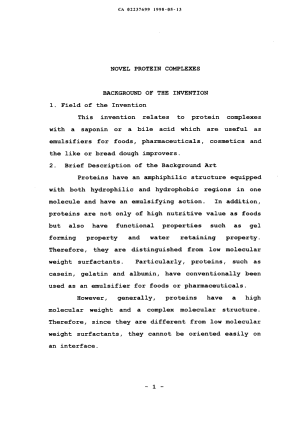 Document de brevet canadien 2237699. Description 19980513. Image 1 de 61