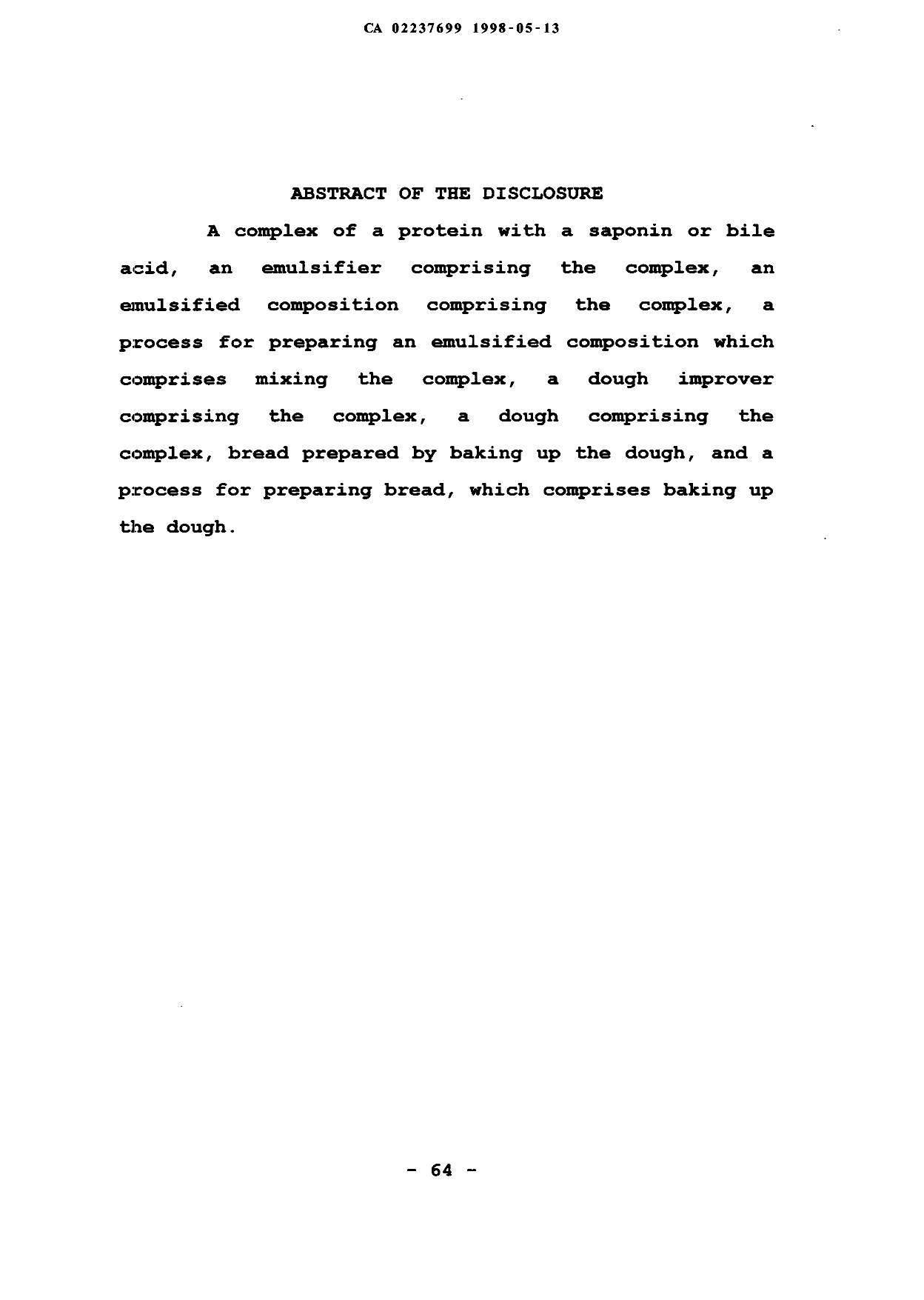 Document de brevet canadien 2237699. Abrégé 19980513. Image 1 de 1