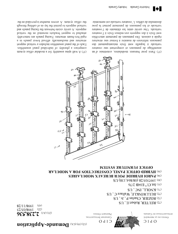 Canadian Patent Document 2238536. Cover Page 19981208. Image 1 of 2