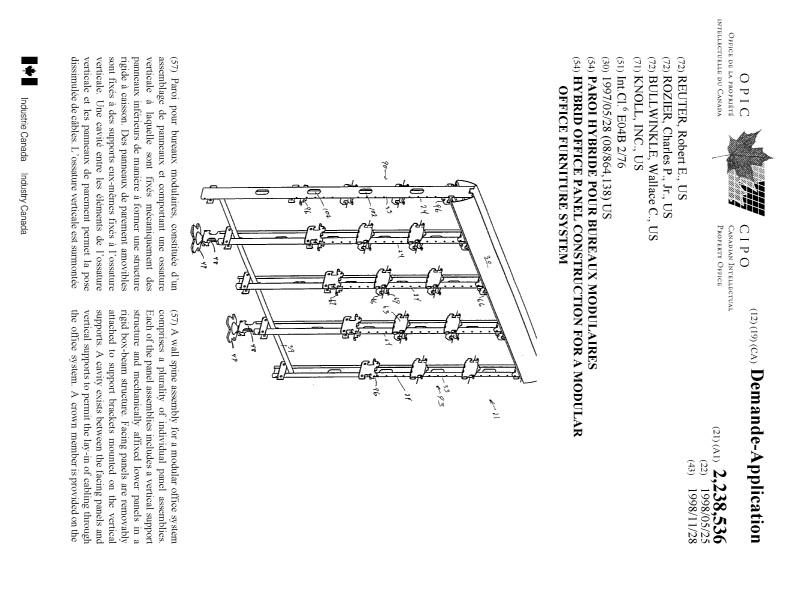 Document de brevet canadien 2238536. Page couverture 19981208. Image 1 de 2