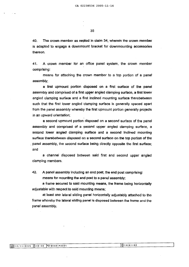 Document de brevet canadien 2238536. Poursuite-Amendment 20051114. Image 7 de 7