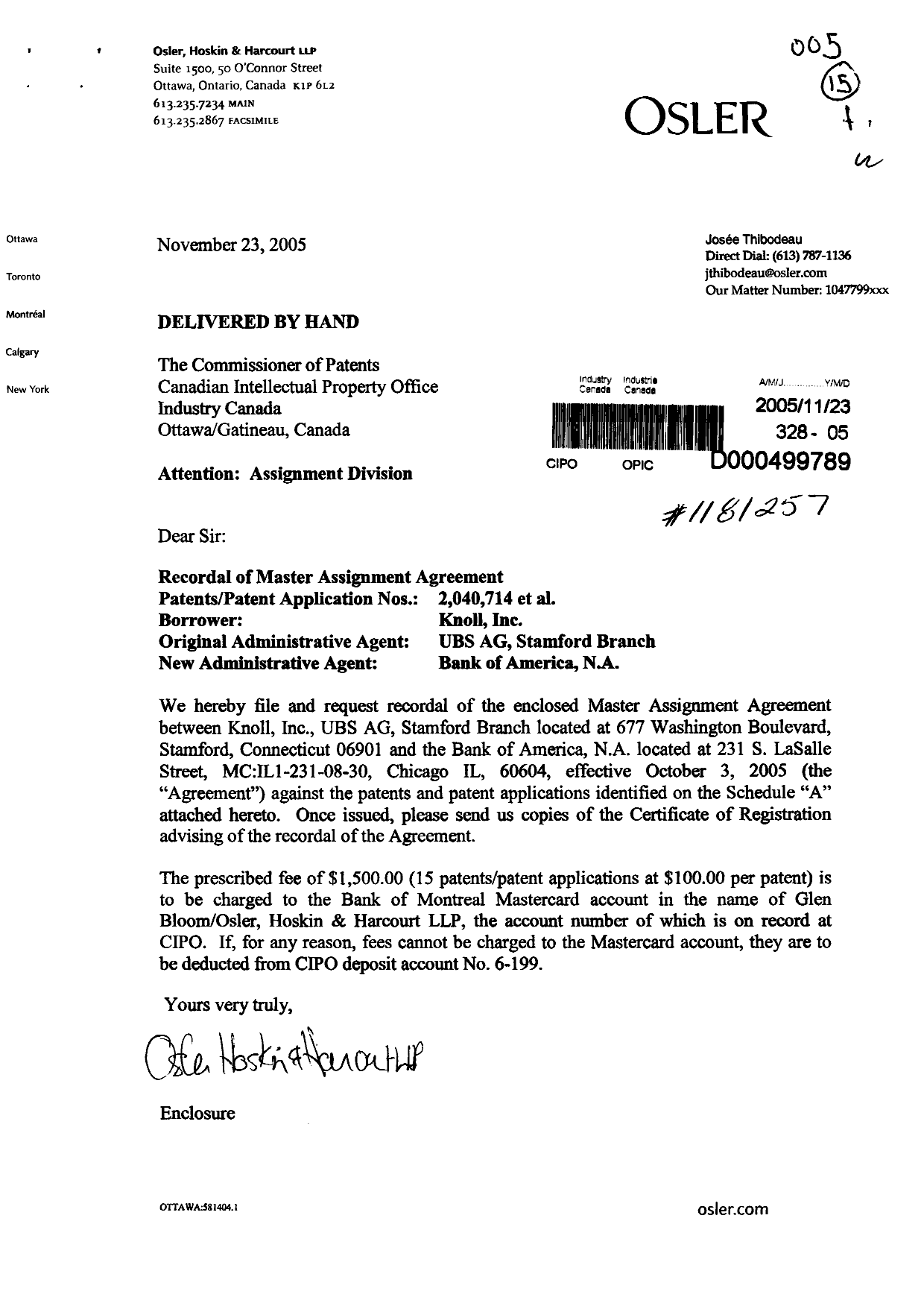 Document de brevet canadien 2238536. Cession 20051123. Image 1 de 8