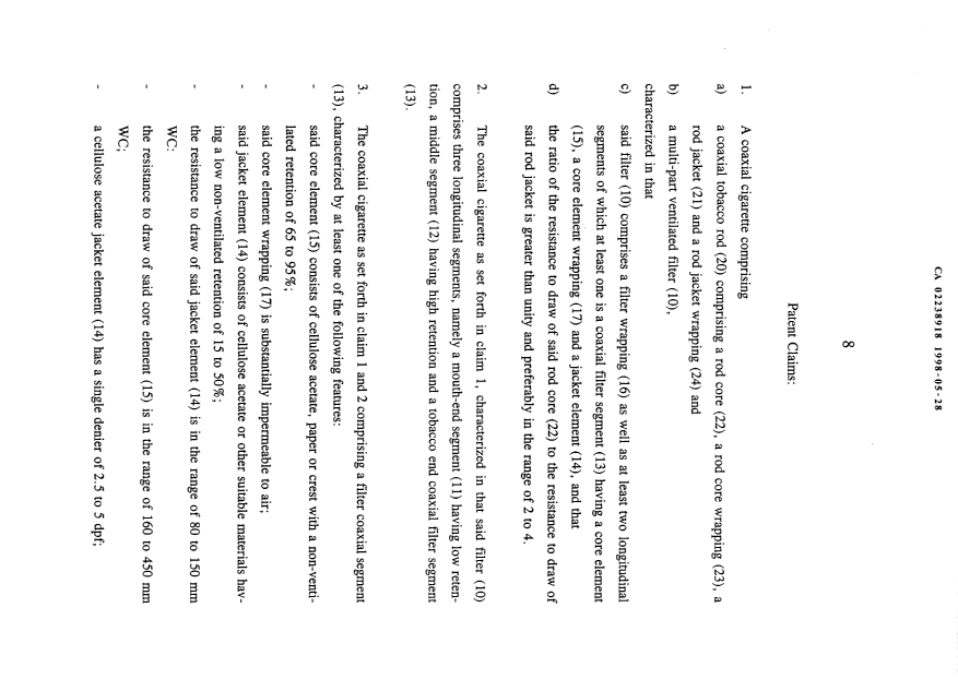 Document de brevet canadien 2238918. Revendications 19980528. Image 1 de 3
